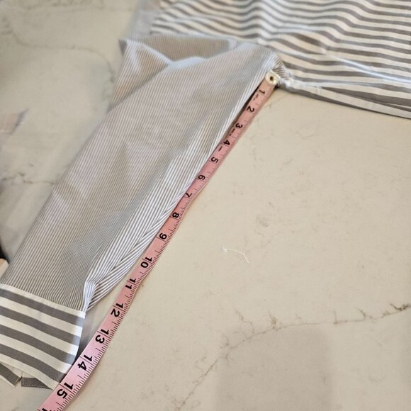 J. Jill Wearever Collection XL Gray Striped Lagenlook Oversized Buttondown Shirt - Picture 11 of 12